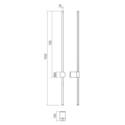 Redo 01-3124 - LED Stenska svetilka TABOO LED/11W/230V medenina