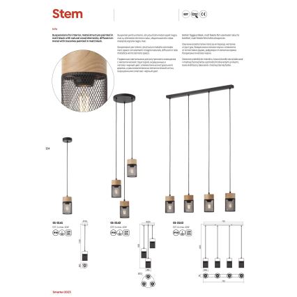 Redo 01-3141 - Lestenec na vrvici STEM 1xE27/42W/230V