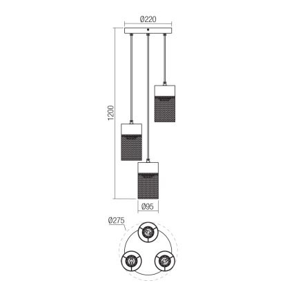 Redo 01-3142 - Lestenec na vrvici STEM 3xE27/42W/230V