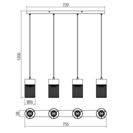 Redo 01-3143 - Lestenec na vrvici STEM 4xE27/42W/230V