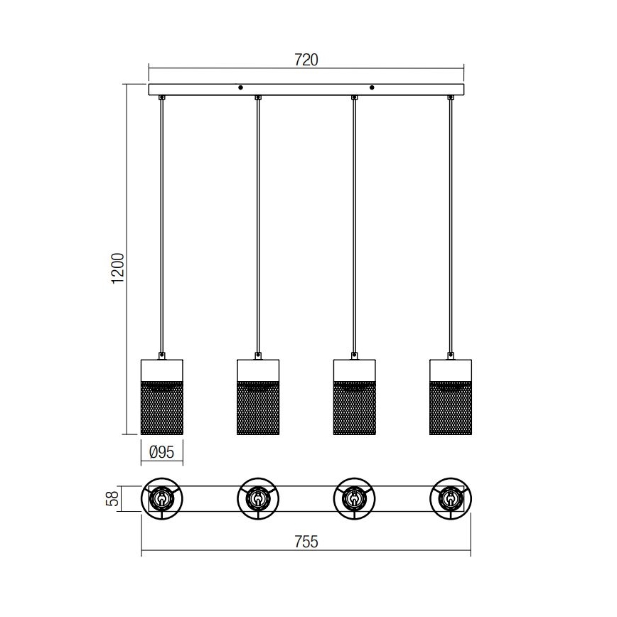 Redo 01-3143 - Lestenec na vrvici STEM 4xE27/42W/230V