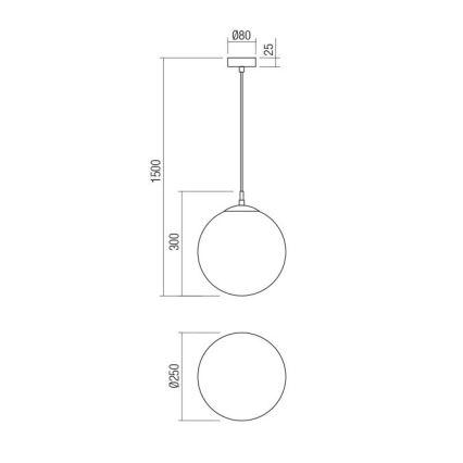 Redo 01-3153 - Lestenec na vrvici BOWLING 1xE27/42W/230V zlata