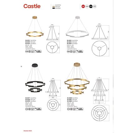 Redo 01-3172 - LED Zatemnitveni lestenec na vrvici CASTLE LED/36W/230V zlata