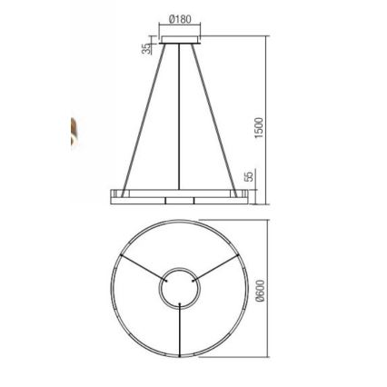 Redo 01-3172 - LED Zatemnitveni lestenec na vrvici CASTLE LED/36W/230V zlata