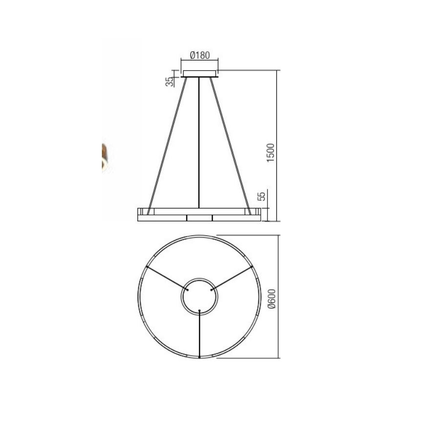 Redo 01-3173 - LED Zatemnitveni lestenec na vrvici CASTLE LED/36W/230V črna