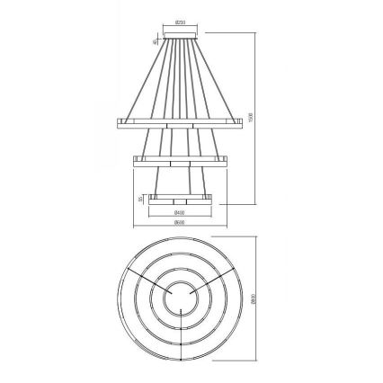 Redo 01-3181 - LED Zatemnitveni lestenec na vrvici CASTLE LED/80W/230V zlata