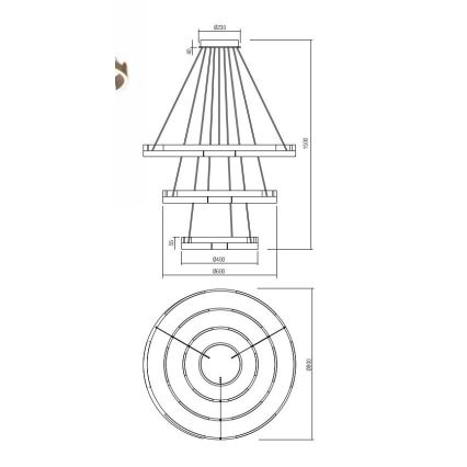 Redo 01-3182 - LED Zatemnitveni lestenec na vrvici CASTLE LED/80W/230V črna