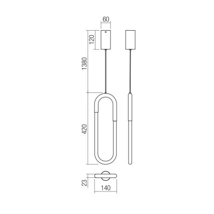 Redo 01-3183 - LED Zatemnitveni lestenec na vrvici LATIUM LED/9W/230V medenina