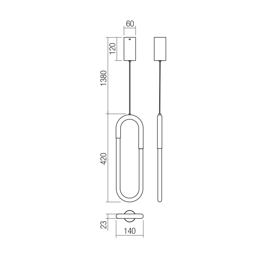 Redo 01-3183 - LED Zatemnitveni lestenec na vrvici LATIUM LED/9W/230V medenina