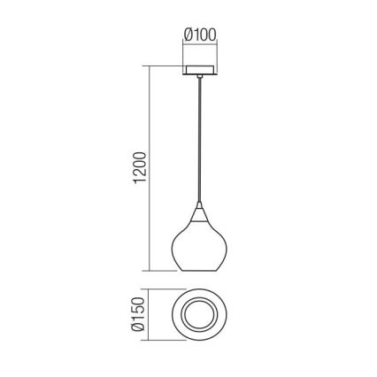 Redo 01-3190 - Lestenec na vrvici TANNER 1xE14/28W/230V pr. 15 cm