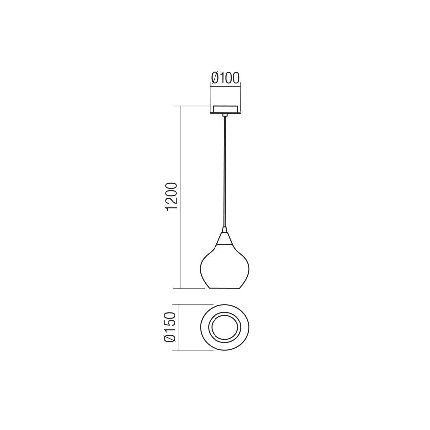 Redo 01-3190 - Lestenec na vrvici TANNER 1xE14/28W/230V pr. 15 cm