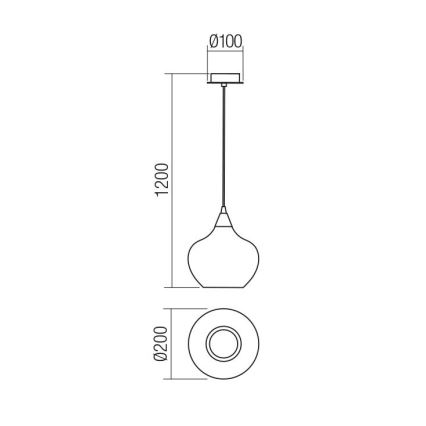 Redo 01-3191 - Lestenec na vrvici TANNER 1xE14/28W/230V pr. 20 cm