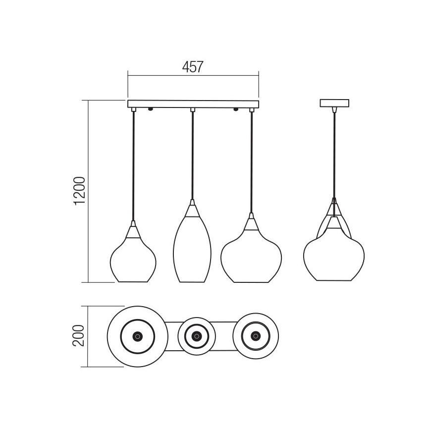 Redo 01-3193 - Lestenec na vrvici TANNER 3xE14/28W/230V