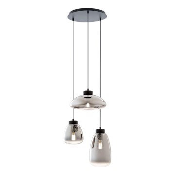 Redo 01-3197 - Lestenec na vrvici LUKE 3xE27/42W/230V pr. 46 cm črna