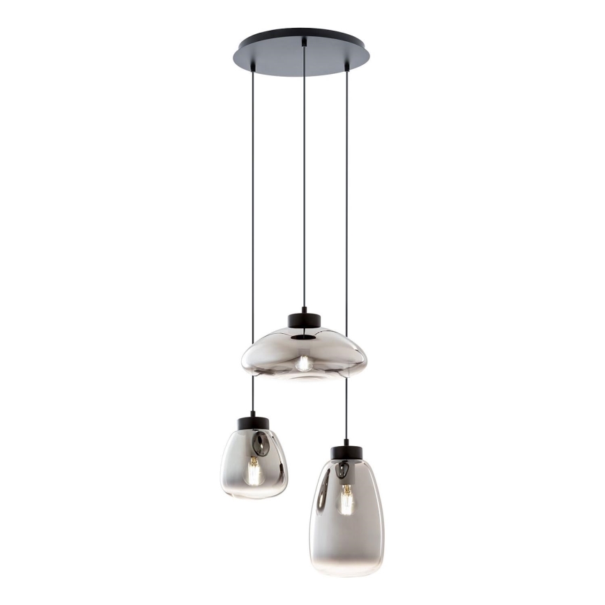 Redo 01-3197 - Lestenec na vrvici LUKE 3xE27/42W/230V pr. 46 cm črna