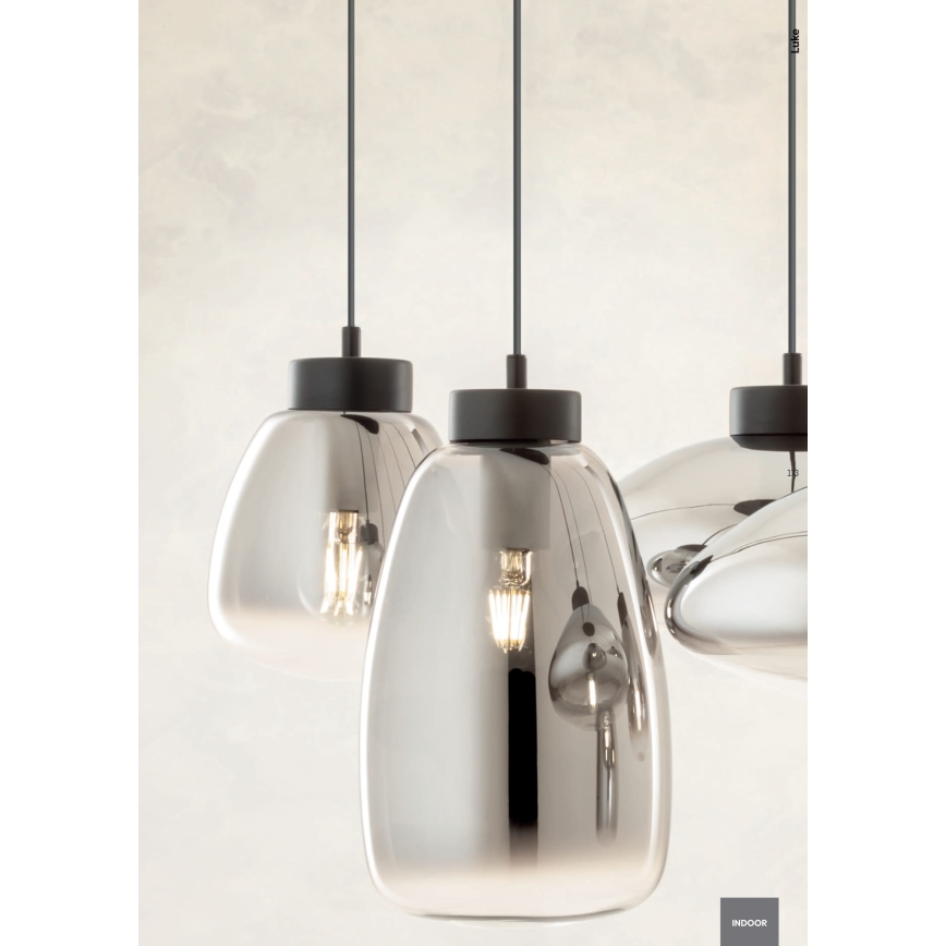 Redo 01-3197 - Lestenec na vrvici LUKE 3xE27/42W/230V pr. 46 cm črna