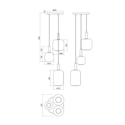 Redo 01-3198 - Lestenec na vrvici BRINA 3xE27/23W/230V