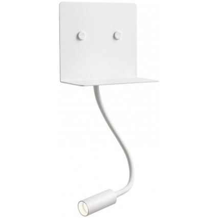 Redo 01-3210 - LED Stenska svetilka s fleksibilno malo svetilko MOKA LED/6W + LED/3W/230V USB CRI90 bela