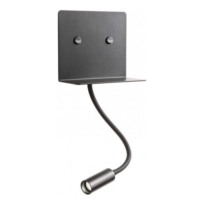 Redo 01-3211 - LED Stenska svetilka s fleksibilno malo svetilko MOKA LED/6W + LED/3W/230V USB CRI90 črna