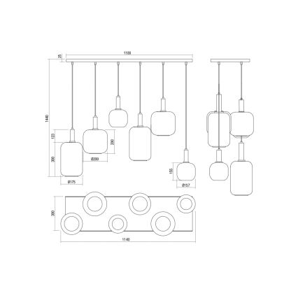 Redo 01-3215 - Lestenec na vrvici BRINA 6xE27/23W/230V