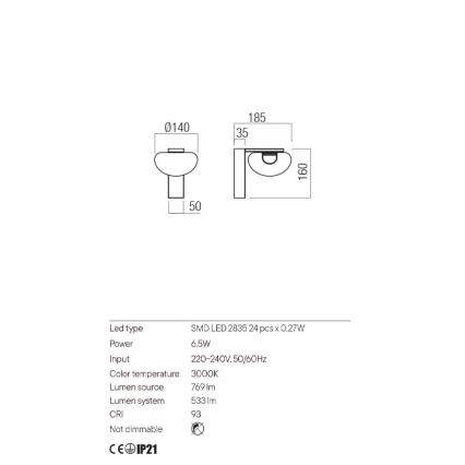 Redo 01-3241 - LED Stenska svetilka SINCLAIR LED/6,5W/230V CRI 93 IP21 zlata