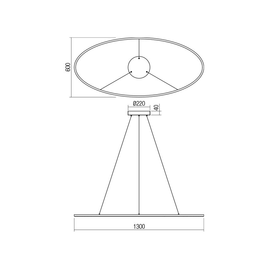 Redo 01-3299 - LED zatemnjiv lestenec na kablu LEO LED/67W/230V 3000/4000K CRI 90 60x130 cm črna