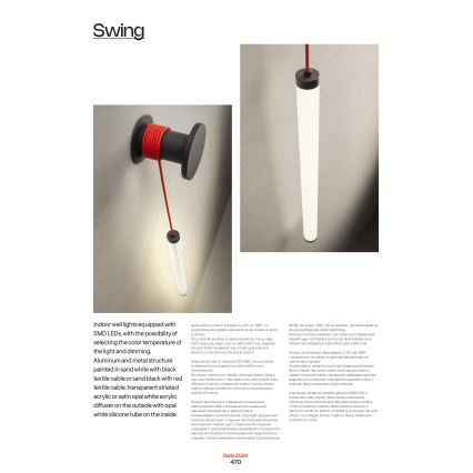 Redo 01-3304 - LED zatemnjevalna stenska svetilka SWING LED/16W/230V 3000/4000K CRI 90 črna