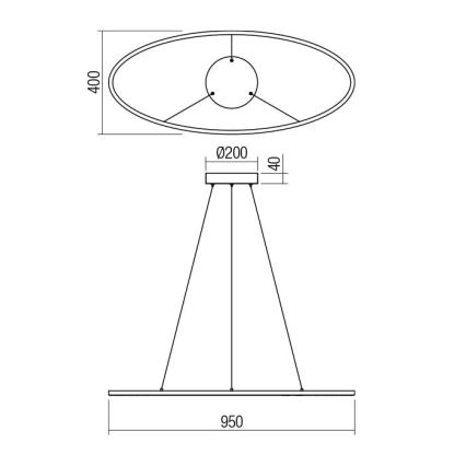 Redo 01-3339 - LED zatemnljiv lestenec na kablu LEO LED/48W/230V 3000/4000K CRI 90 črna