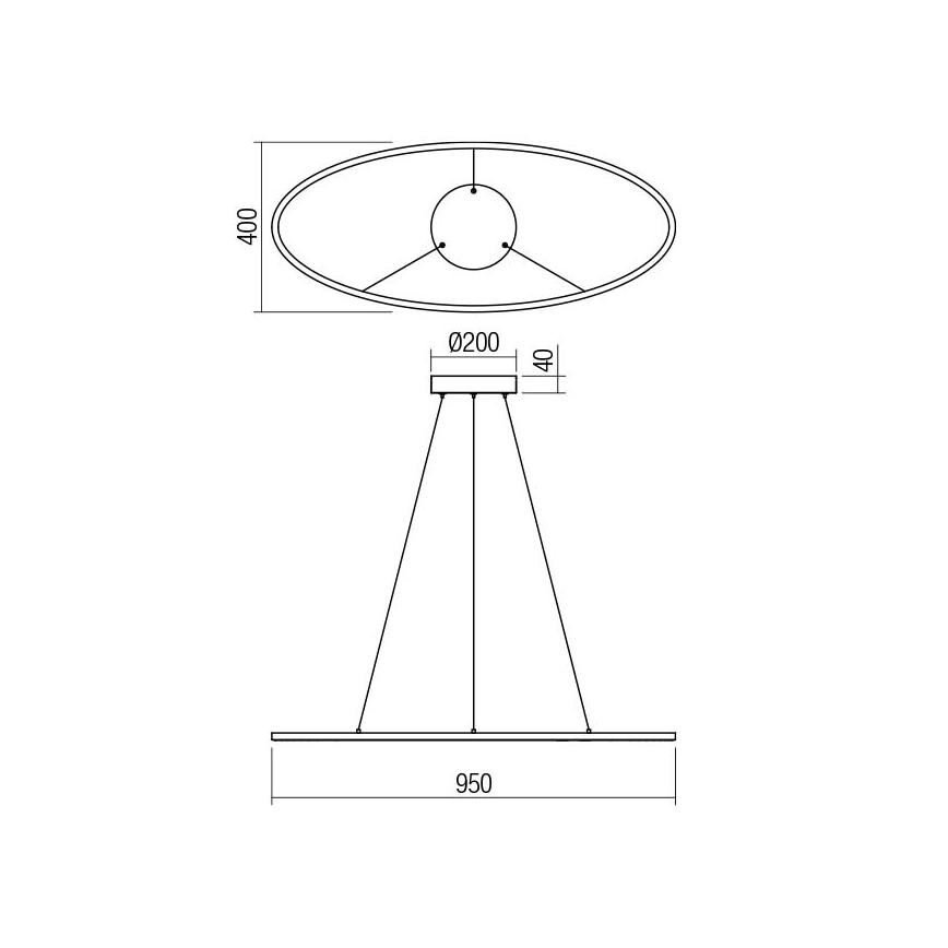 Redo 01-3339 - LED zatemnljiv lestenec na kablu LEO LED/48W/230V 3000/4000K CRI 90 črna