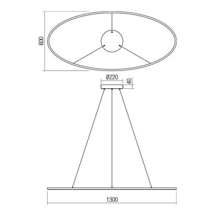 Redo 01-3340 - LED lestenec z možnostjo zatemnitve na kablu LEO LED/67W/230V 3000/4000K CRI 90 60x130 cm bela