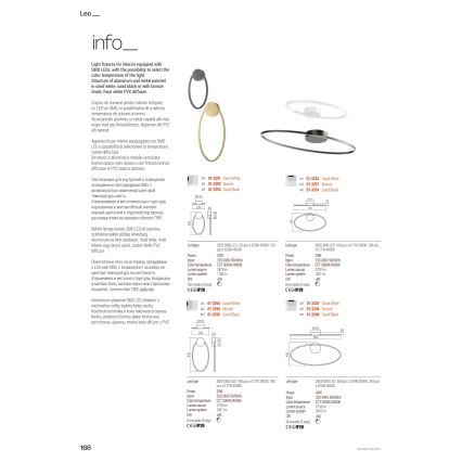 Redo 01-3342 - LED zatemljiv lestenec na kablu LEO LED/115W/230V 3000/4000K CRI 90 bela