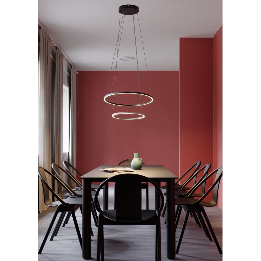 Redo 01-3343 - Zatemnjevalen LED lestenec na jekleni vrvici LEO LED/115W/230V 3000/4000K CRI 90 60x130 cm črna