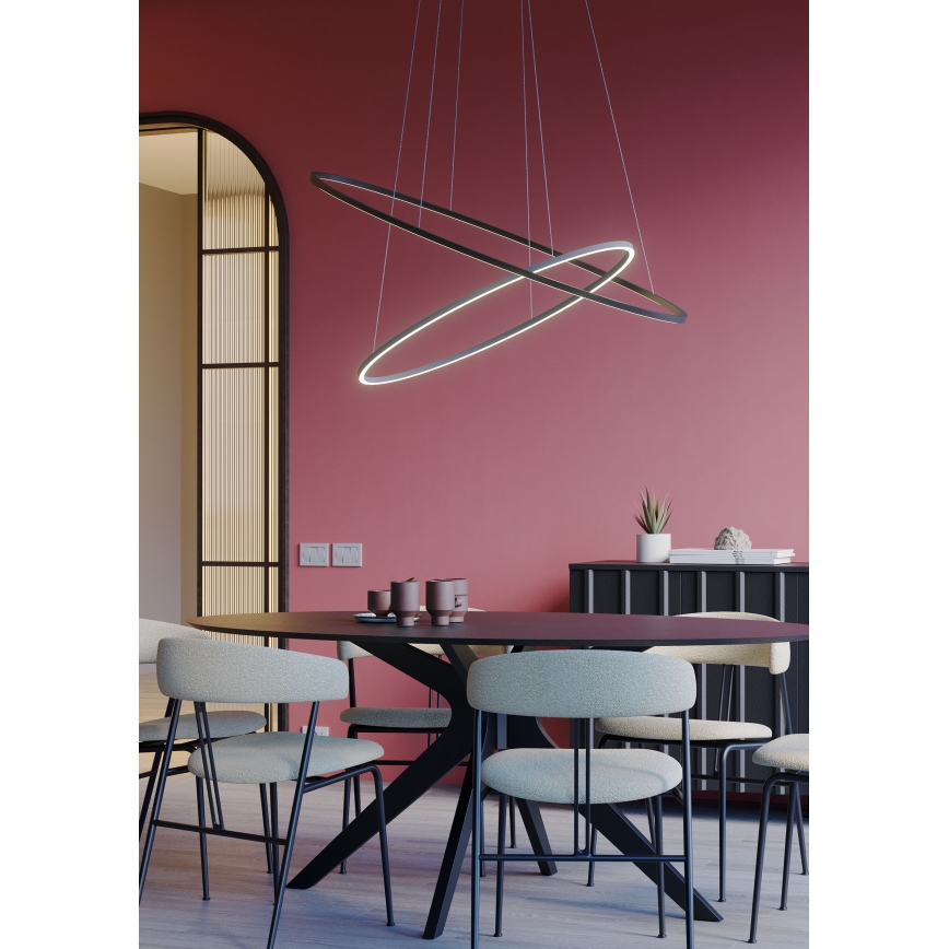 Redo 01-3343 - Zatemnjevalen LED lestenec na jekleni vrvici LEO LED/115W/230V 3000/4000K CRI 90 60x130 cm črna