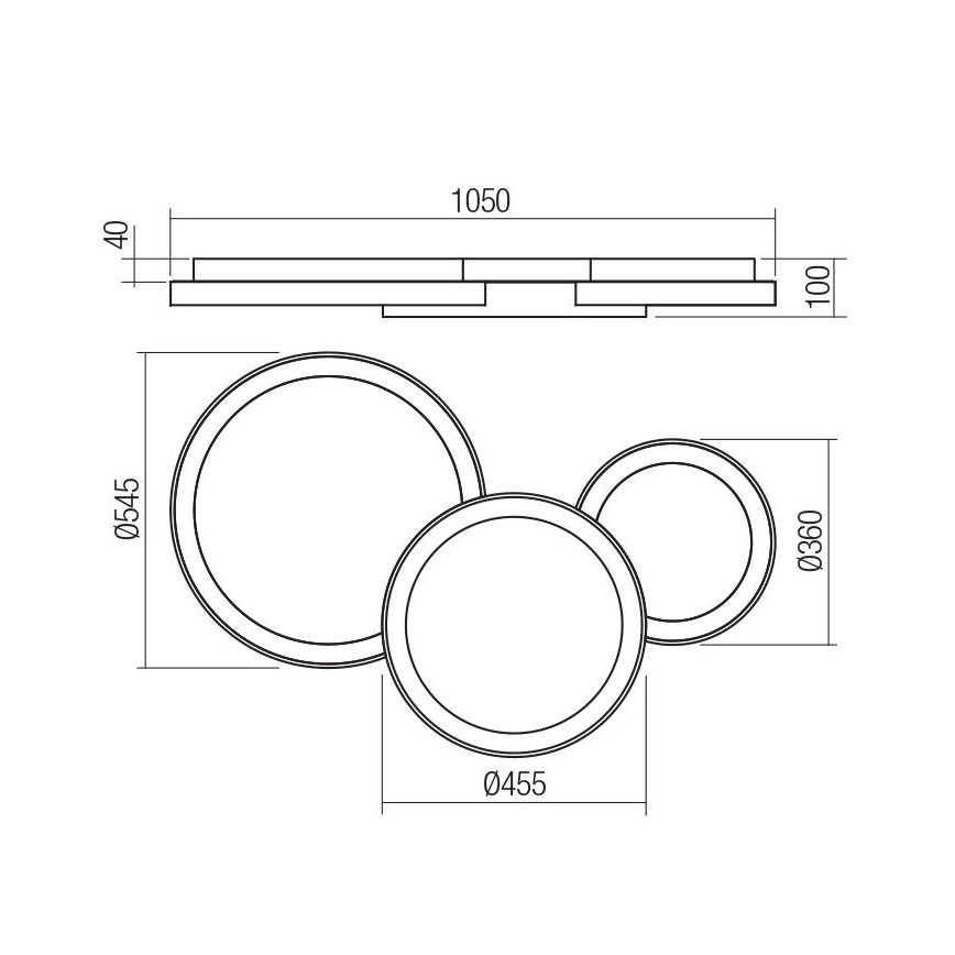Redo 01-3375 - LED Zatemnitvena stropna svetilka COMBI LED/72W/230V 3000/4000/6000K CRI98 črna