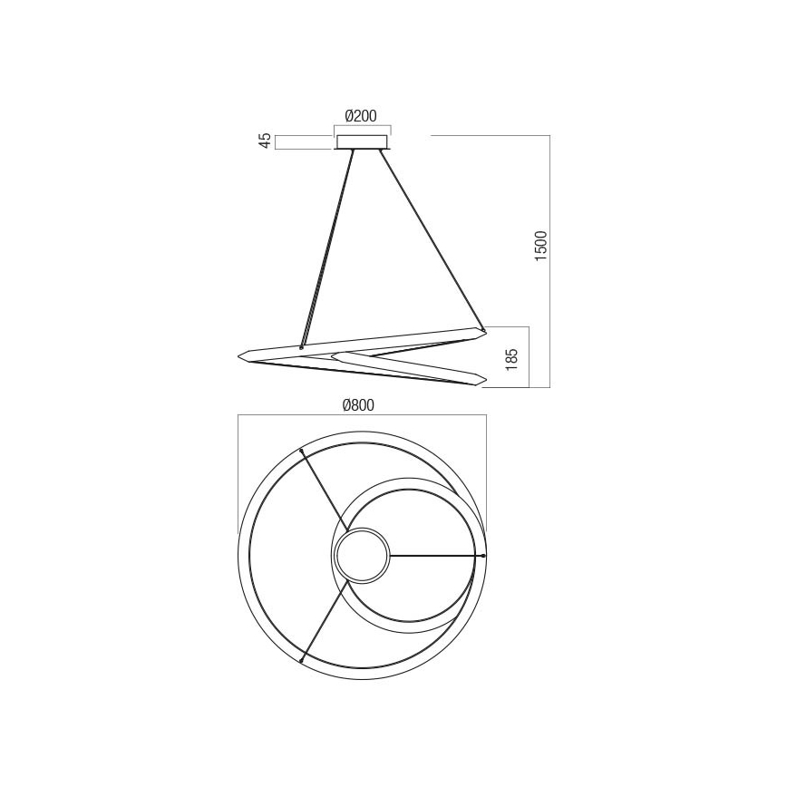 Redo 01-3376 - Zatemljiv LED lestenec na kablu STORM LED/60W/230V 3000/4000/6000K CRI 90 premer 80 cm bela