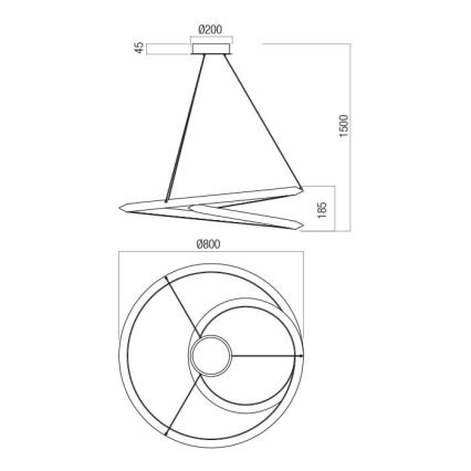 Redo 01-3377 - LED lestenec z možnostjo zatemnitve na jeklenem kablu STORM LED/60W/230V 3000/4000/6000K CRI 90, premer 80 cm, zlata
