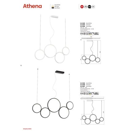 Redo 01-3382 - LED Zatemnitveni lestenec na vrvici ATHENA LED/40W/230V 3000/4000/6000K CRI98 bela