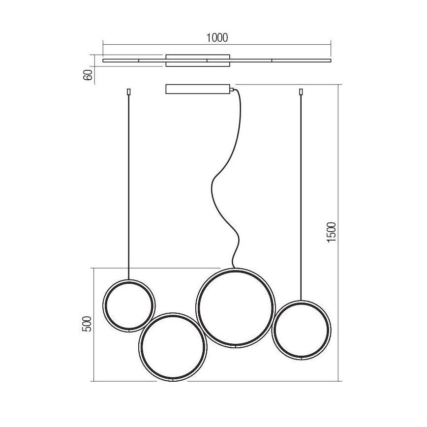 Redo 01-3384 - LED Zatemnitveni lestenec na vrvici ATHENA LED/40W/230V 3000/4000/6000K CRI98 črna