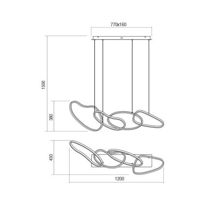 Redo 01-3389 - LED zatemljiv viseči lestenec na kablu BIAS LED/90W/230V 3000/4500/6500K CRI 90 v zlatem odtenku