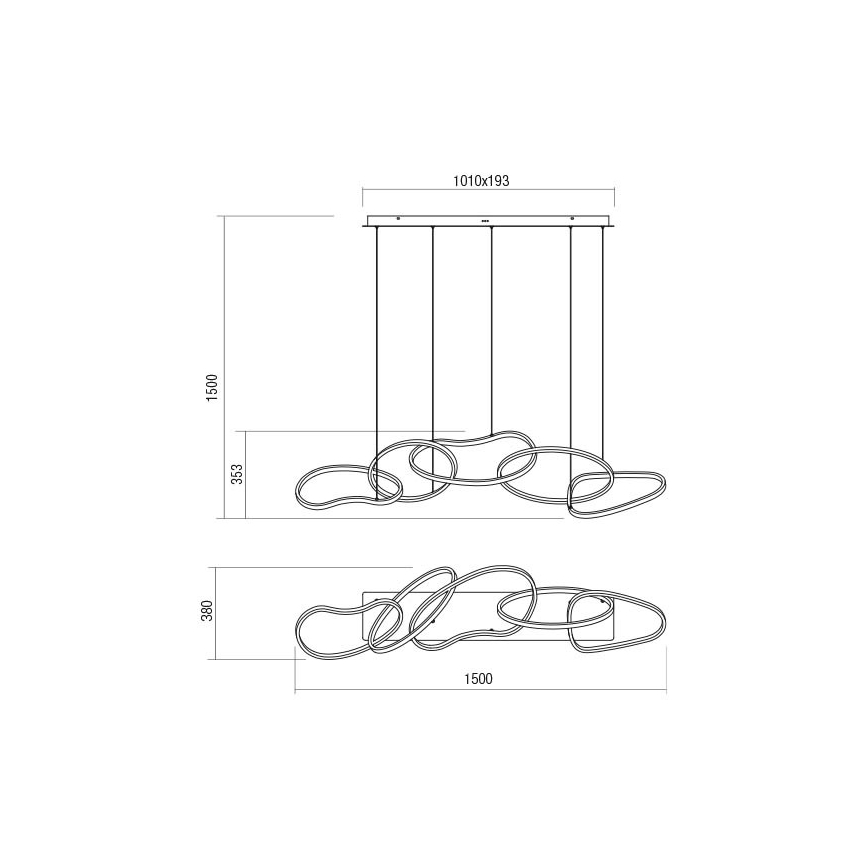 Redo 01-3393 - LED Zatemnljiv lestenec na kablu BIAS LED/120W/230V 3000/4500/6500K CRI 90 črna