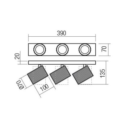 Redo 01-3405 - Stropno reflektorsko svetilo DELPHI 3x GU10/7W/230V, zlato