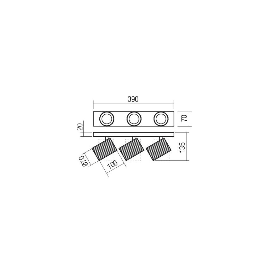 Redo 01-3405 - Stropno reflektorsko svetilo DELPHI 3x GU10/7W/230V, zlato
