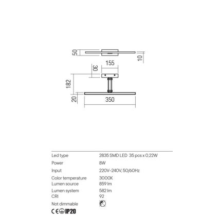 Redo 01-3461 - LED Svetilka za slike LINEAR LED/8W/230V 35 cm CRI 92 črna