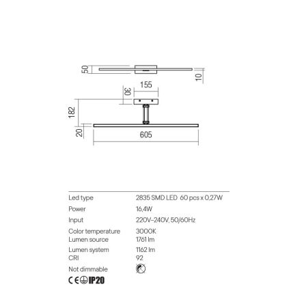 Redo 01-3462 - LED Svetilka za slike LINEAR LED/8W/230V 60,5 cm CRI 92 bela