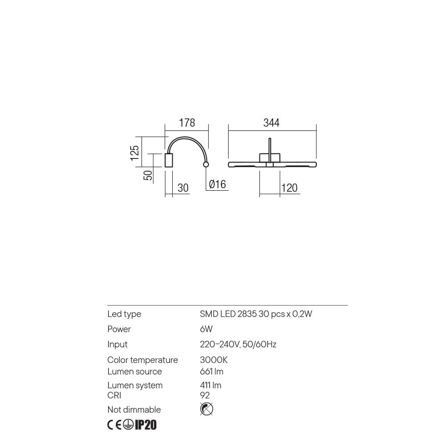 Redo 01-3465 - LED Svetilka za slike KENDO LED/6W/230V 34,4 cm CRI 92 črna