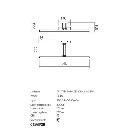 Redo 01-3470 - LED Svetilka za slike IKON LED/16,4W/230V 61,5 cm CRI 92 bela