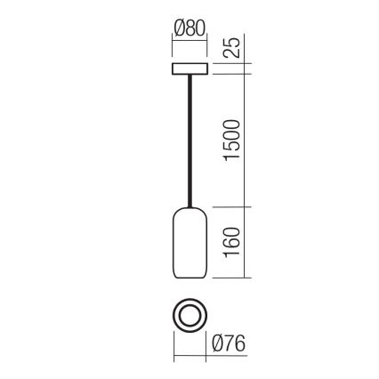 Redo 01-3474 - Lestenec na vrvici BOOM 1xGU10/10W/230V pr. 7,6 cm črna