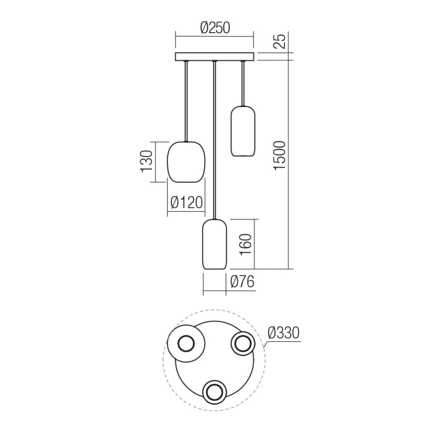 Redo 01-3480 - Lestenec na vrvici BOOM 3xGU10/10W/230V pr. 33 cm črna/zelena/rjava