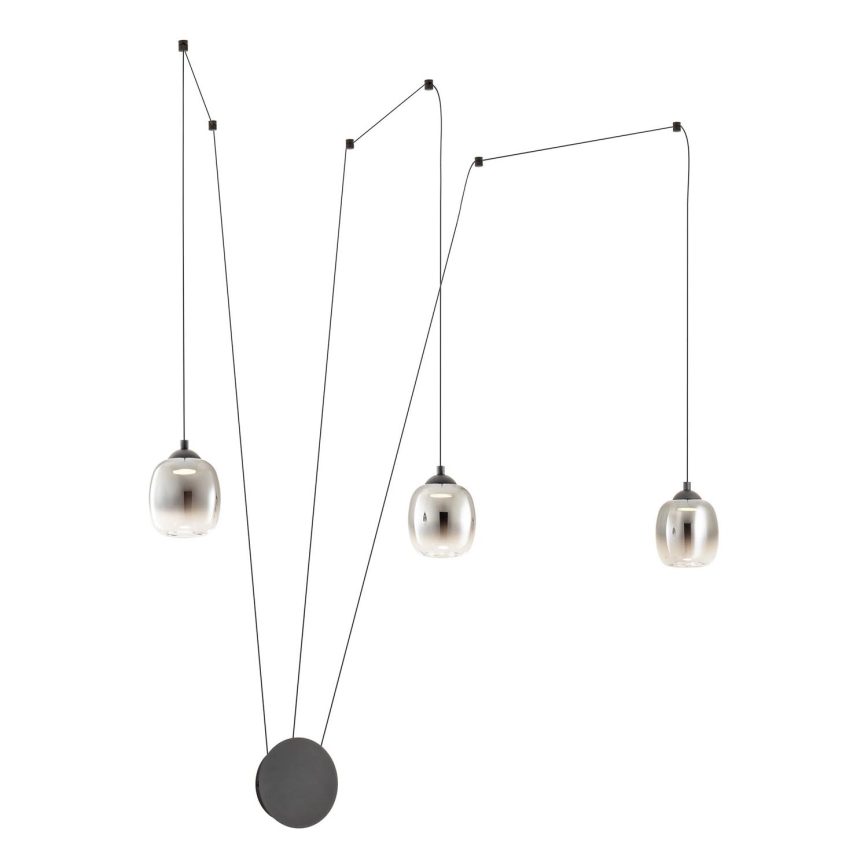 Redo 01-3485 - LED zatemnjiva stenska svetilka KHADI 3xLED/5,5W/230V CRI 90 premer 12 cm črna/dimna