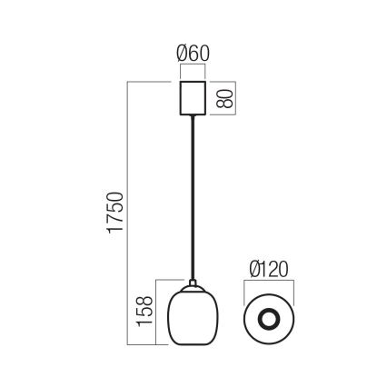 Redo 01-3486 - LED viseča svetilka na kablu KHADI LED/6W/230V CRI 90, premer 12 cm, črna/dimljena